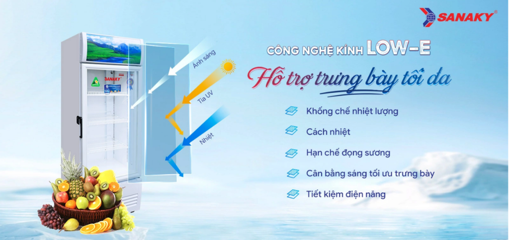 Kính Low-E giúp giữ nhiệt tủ tối ưu