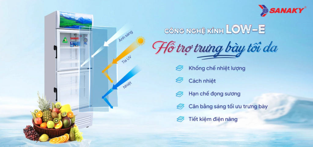 Kính low-E hỗ trợ trưng bày trong tủ mát VH-2588KW