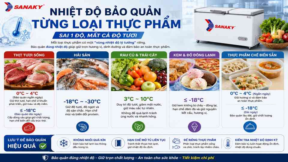 Nhiệt Độ Bảo Quản Từng Loại Thực Phẩm – Sai 1 Độ, Mất Cả Độ Tươ