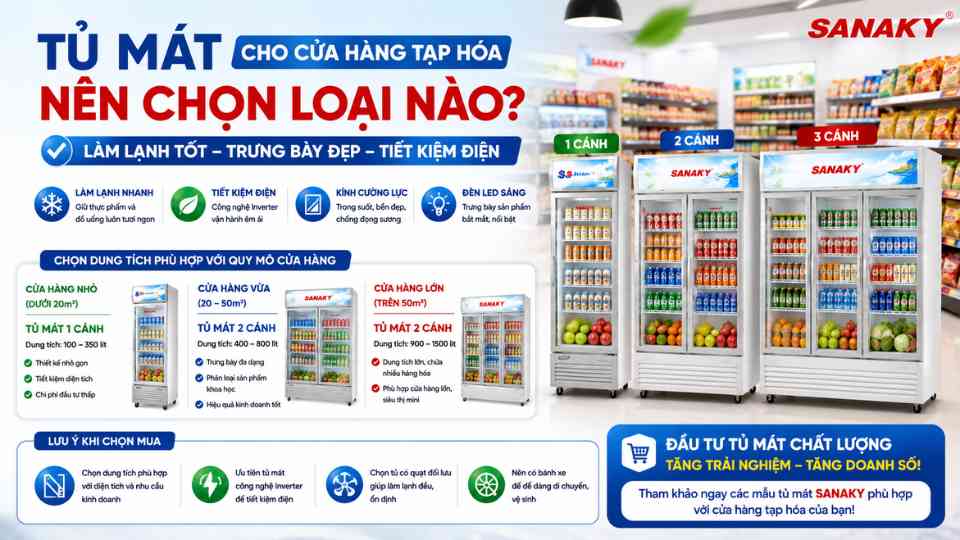 Tủ Mát Cho Cửa Hàng Tạp Hóa Nên Chọn Loại Nào