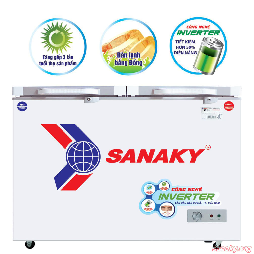 Tủ đông Sanaky Inverter VH-2899W4K cánh kính cường lực màu xám