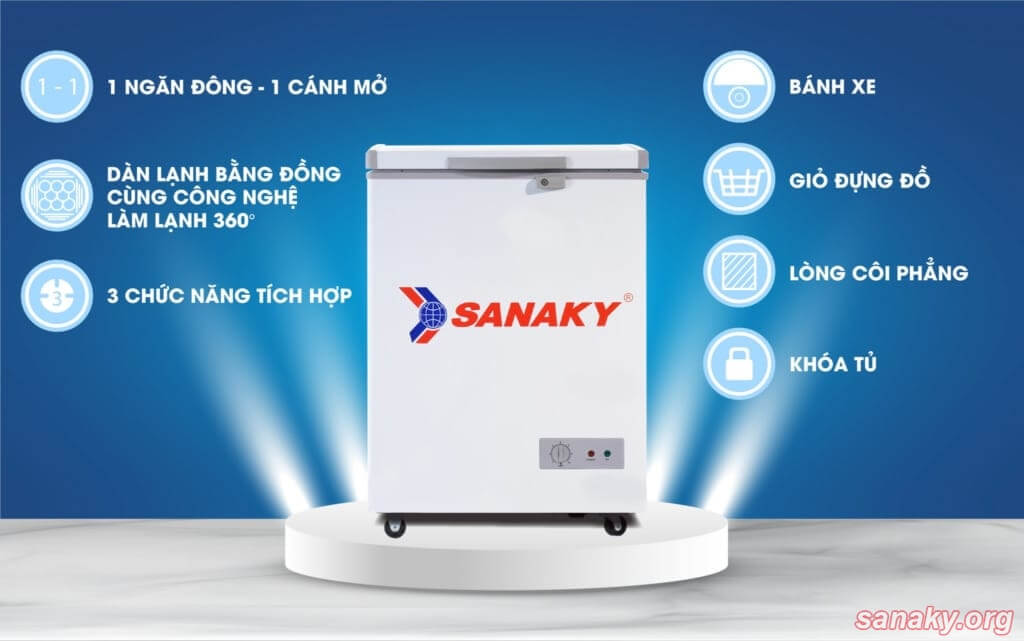 Tủ đông Sanaky VH-1599HY loại tủ 1 ngăn 1 cánh, dung tích 100L