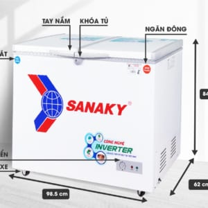 Kích thước tủ đông Sanaky VH-2599W3