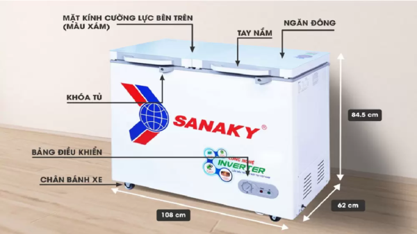 Kích thước tủ đông Sanaky Inverter VH-2899A4KD