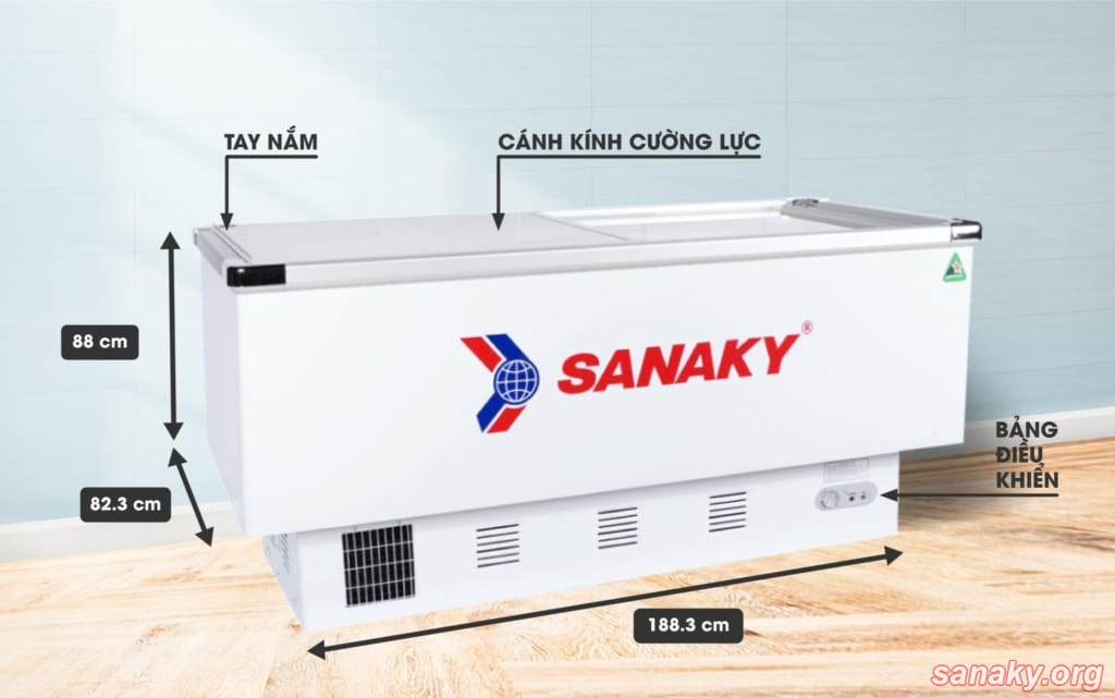 Kích thước nổi bật của tủ đông Sanaky VH-999K
