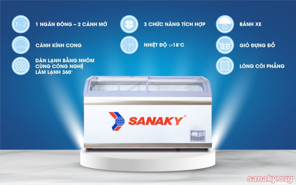 Tính năng của tủ đông trưng bày Sanaky VH-888K