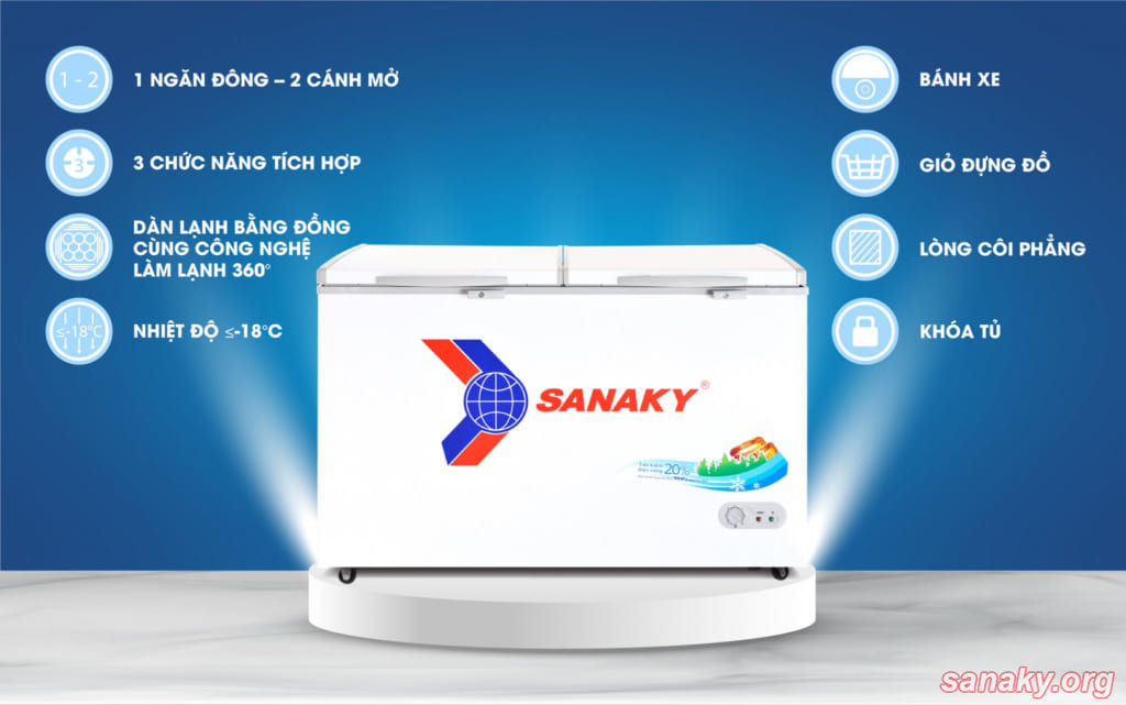 Đặc điểm chung của các tủ đông Sanaky model VH-8699HY, VH-6699HY, VH-5699HY