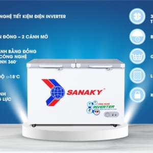 Tủ đông Sanaky loại 1 ngăn 2 cánh kính cường lực, công nghệ tiết kiệm điện Inverter model VH-2599A4K, VH-2899A4K, VH-3699A4K
