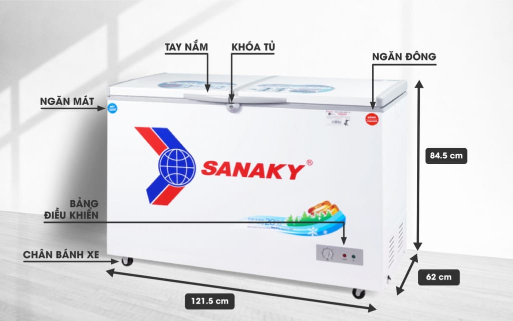 Kích thước tủ đông Sanaky VH-3699W1N