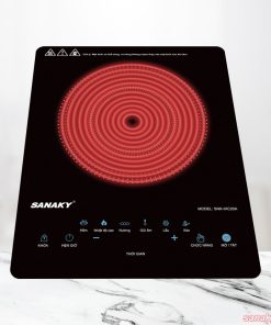 Bếp hoạt động dựa trên nguyên lý tia hồng ngoại được truyền qua bóng đèn halogen nằm dưới mặt bếp nên luồng nhiệt cao.