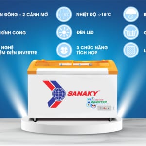 Tủ đông trưng bày Sanaky VH-4899KB, dàn lạnh ống đồng, công nghệ inverter tiết kiệm điện năng