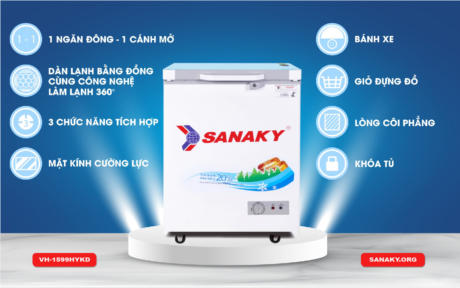 Đặc điểm tủ đông sanaky vh-1599hykd