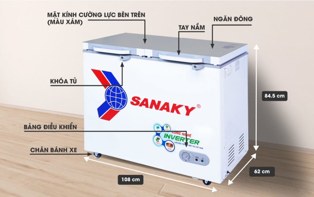 Kích thước tủ đông Sanaky Inverter VH-2899A4K