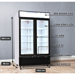 Kích thước tủ đông đứng Sanaky VH-1368K