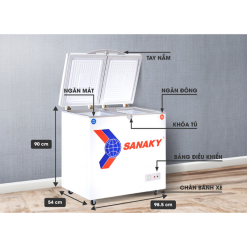 Kích thước tủ đông Sanaky VH-255W2