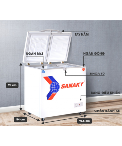 Kích thước tủ đông Sanaky VH-255W2