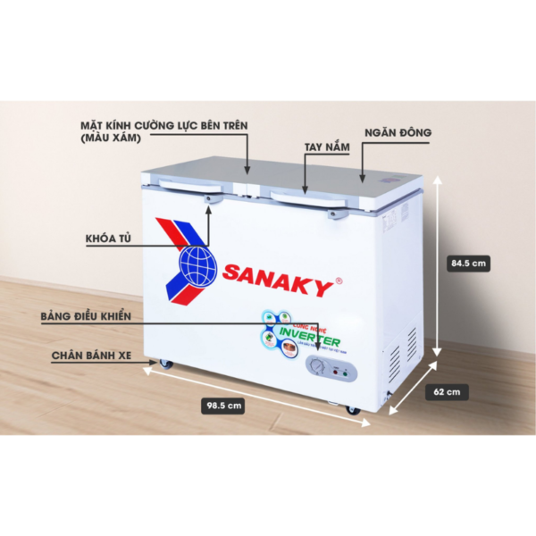 Kích thước tủ đông Sanaky VH-2599A4K