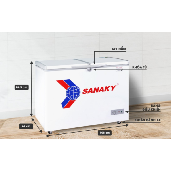 Kích thước tủ đông Sanaky VH-285W2