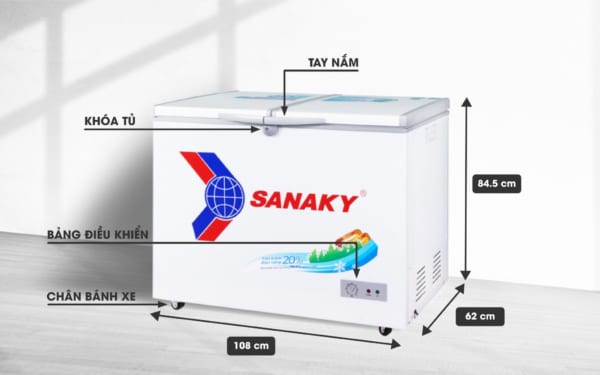 Kích thước tủ đông Sanaky VH-3699A1