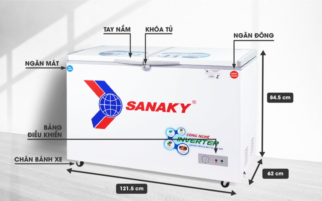 Kích thước tủ đông Sanaky VH-3699W3
