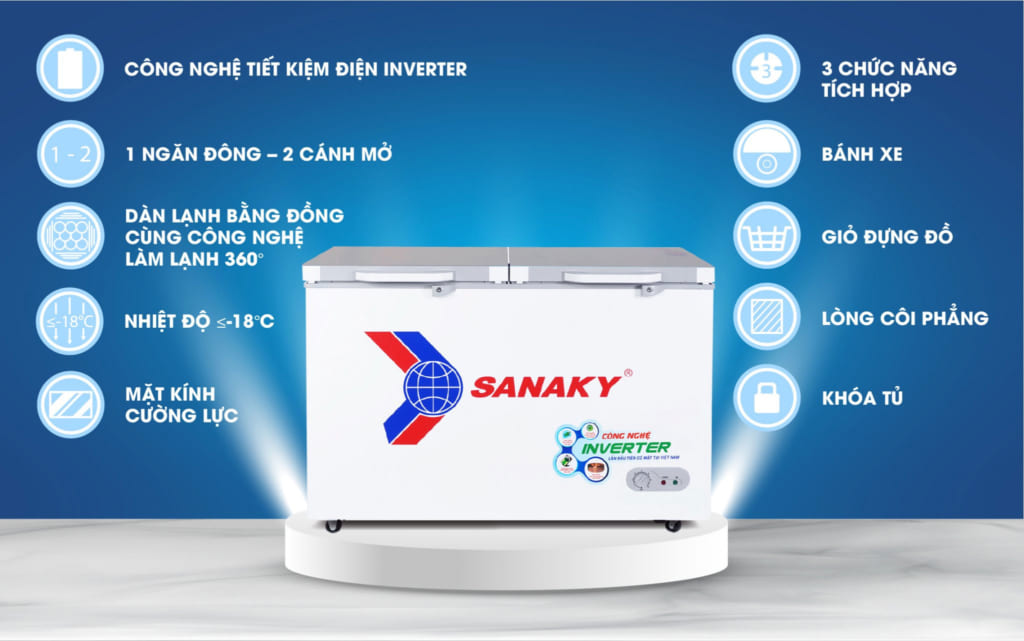 Tủ đông Sanaky Inverter VH-2899A4K dung tích 235 lít
