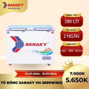 Tủ đông mặt kính 2 ngăn 2 cánh Sanaky VH-2899W2KD