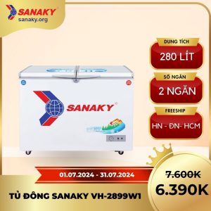 Tủ đông 2 ngăn 2 cánh Sanaky VH-2899W1 280 lít