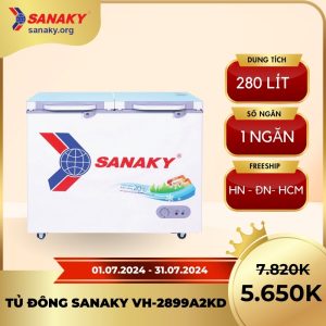 Tủ đông cánh kính cường lực Sanaky VH-2899A2KD