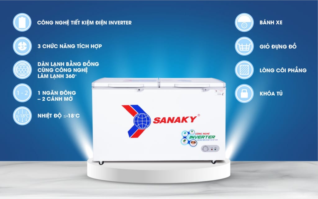 Tìm hiểu Tủ đông Sanaky Inverter VH-5699HY3 dung tích 410 lít