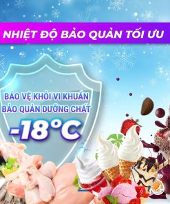 Dải nhiệt độ bảo quản âm sâu, bảo quản sản phẩm lâu dài tủ đông VH-1008KA