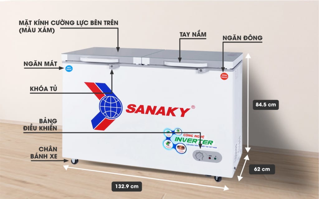 Kích thước sản phẩm Tủ đông Sanaky VH-4099W4K