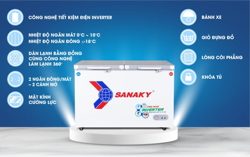 Tính năng Tủ đông Sanaky Inverter VH-4099W4K 400L
