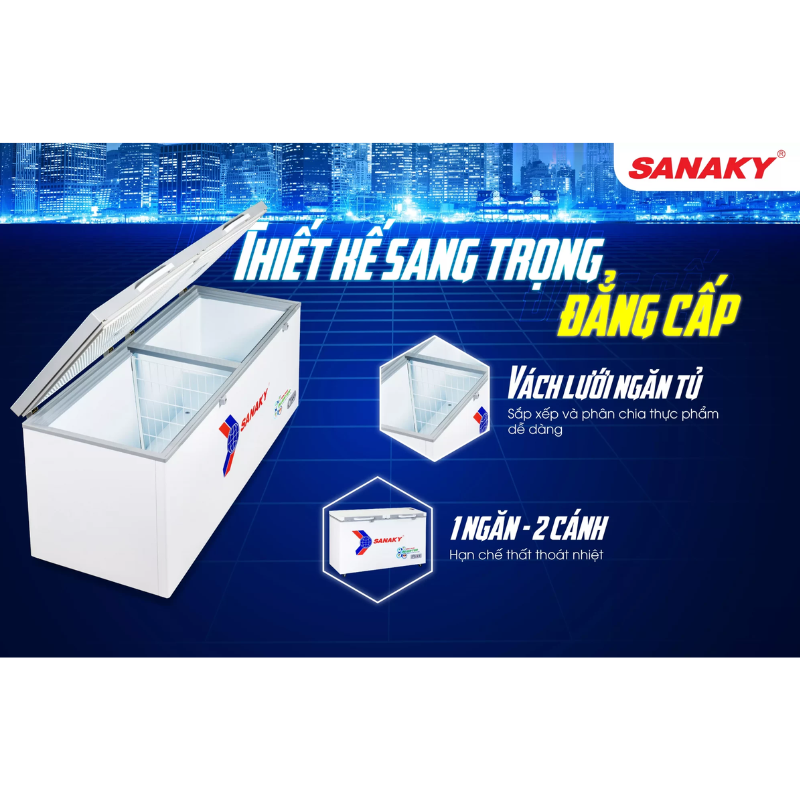 Thiết kế tủ đông Sanaky Inverter VH-5699HY4K