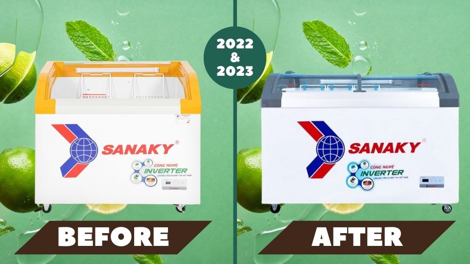 Thiết tủ đông cánh kính hãng Sanaky năm 2022 & 2023
