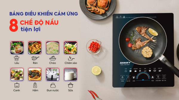 8 chế độ nấu bếp từ đơn Sanaky SNK-2303BT