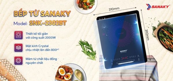 Thiết kế Bếp từ đơn Sanaky SNK-2302BT nhỏ gọn thanh lịch