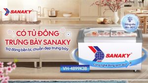 Tủ đông trưng bày Sanaky 350L Quầy sáng đẹp, đông nhanh, điện êm