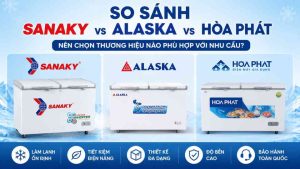 So sánh tủ đông Sanaky, Alaska và Hòa Phát