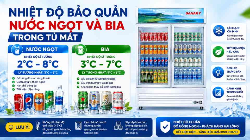 Nhiệt Độ Bảo Quản Nước Ngọt Và Bia Trong Tủ Mát Bao Nhiêu Là Chuẩn