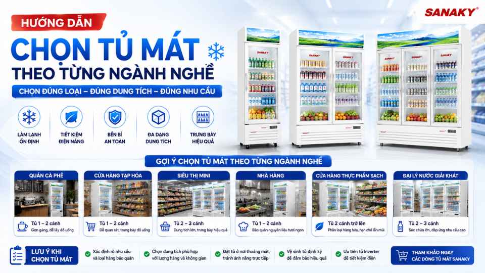Hướng Dẫn Chọn Tủ Mát Theo Từng Ngành Nghề Chọn Đúng Loại, Đúng Dung Tích
