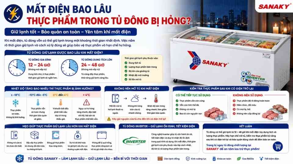 Mất Điện Bao Lâu Thực Phẩm Trong Tủ Đông Bị Hỏng