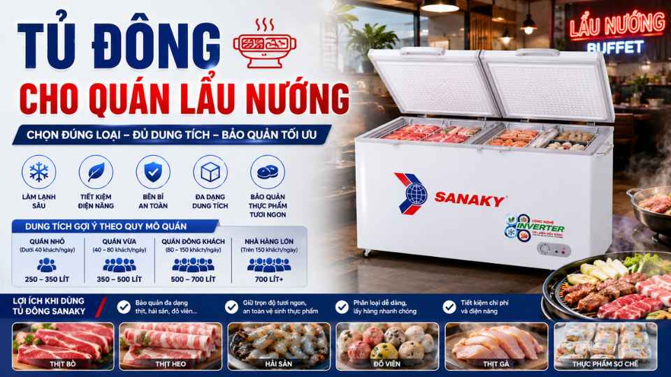 Tủ Đông Cho Quán Lẩu Nướng Nên Chọn Loại Nào