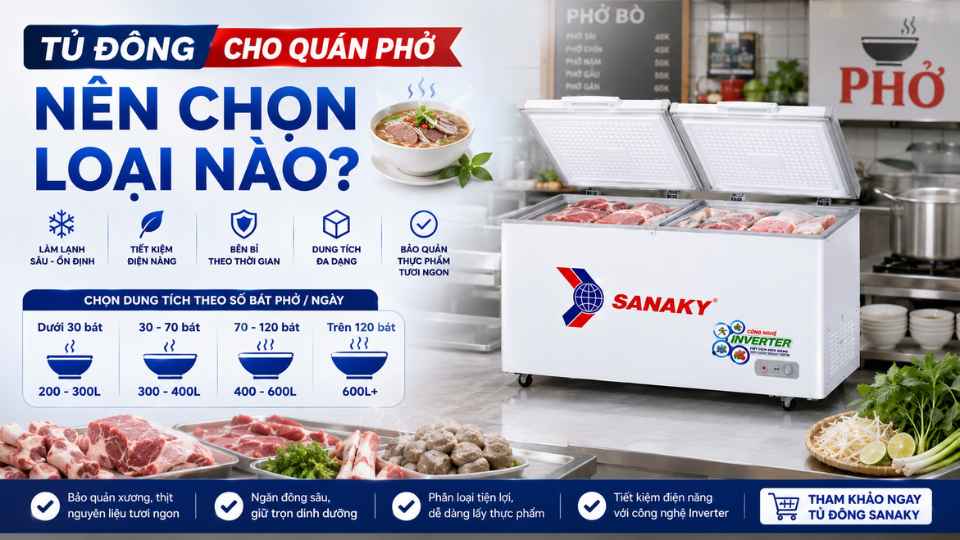 Tủ Đông Cho Quán Phở Nên Chọn Loại Nào